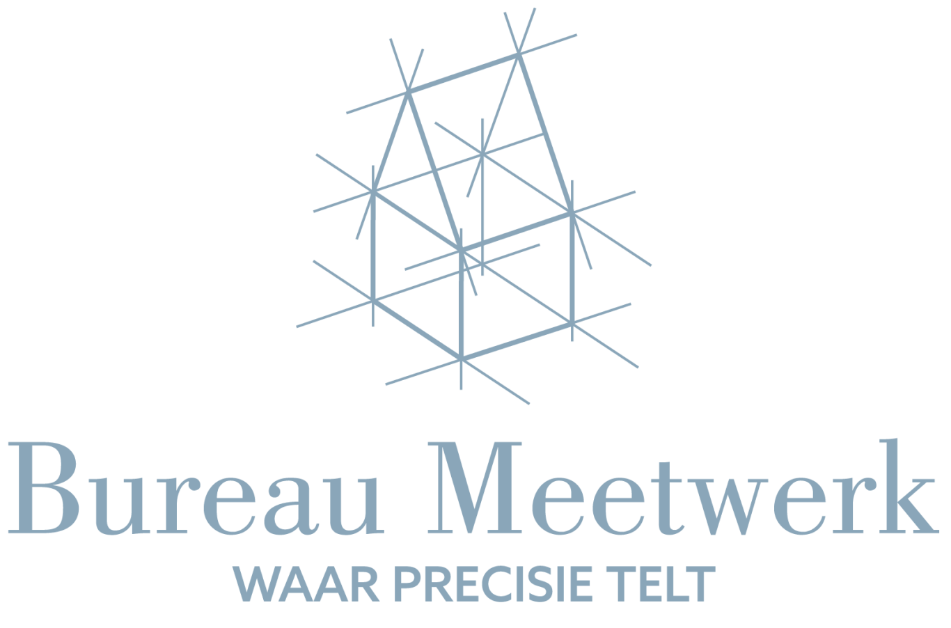 Logo Bureau Meetwerk Logo van Bureau Meetwerk met de slogan "Waar precisie telt".